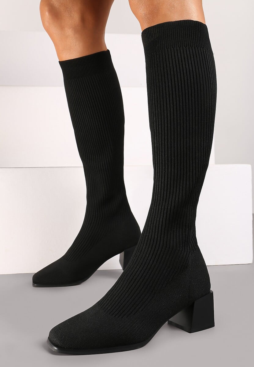 Czarne Kozaki z Elastyczną Cholewką Timerine