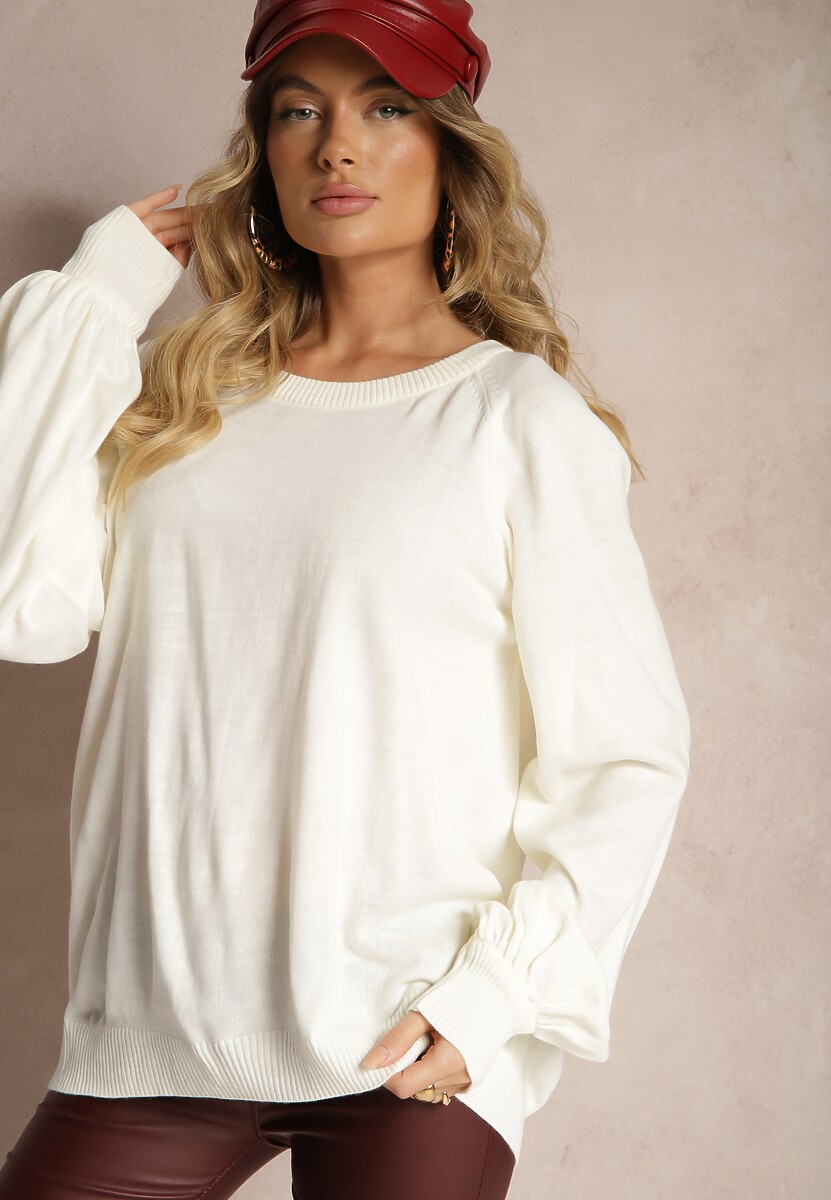 Fioletowy Sweter Oversize Ozdobiony Szerokimi Ściągaczami Anittia