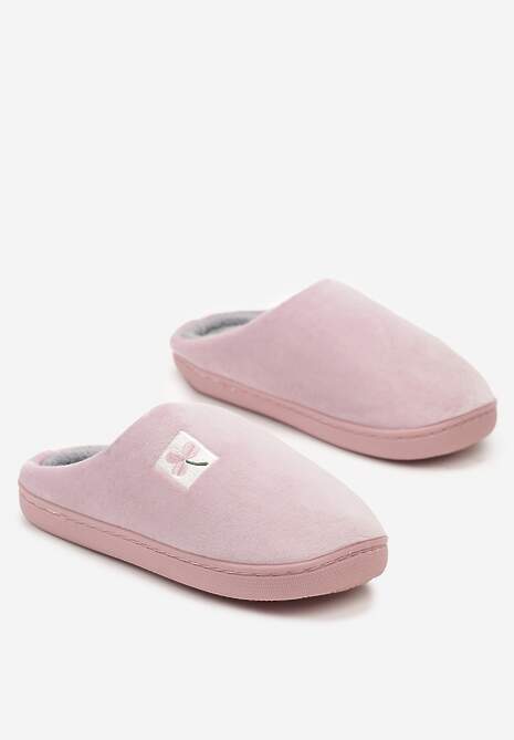 Różowe Kapcie Vices z Weluru na Płaskiej Podeszwie Cellia