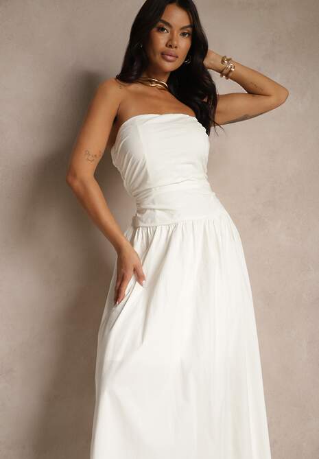 Biała Koktajlowa Bawełniana Sukienka Bodycon Filitera