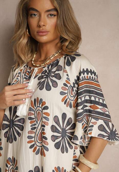 Czarna Pudełkowa Sukienka z Wiskozy w Abstrakcyjny Wzór Revirelle