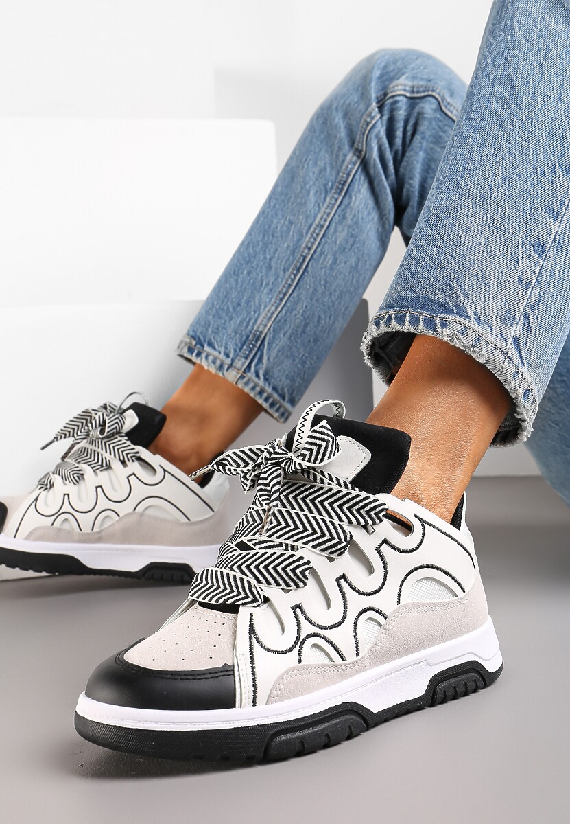 Białe Sneakersy z Szerokimi Sznurówkami Nolita