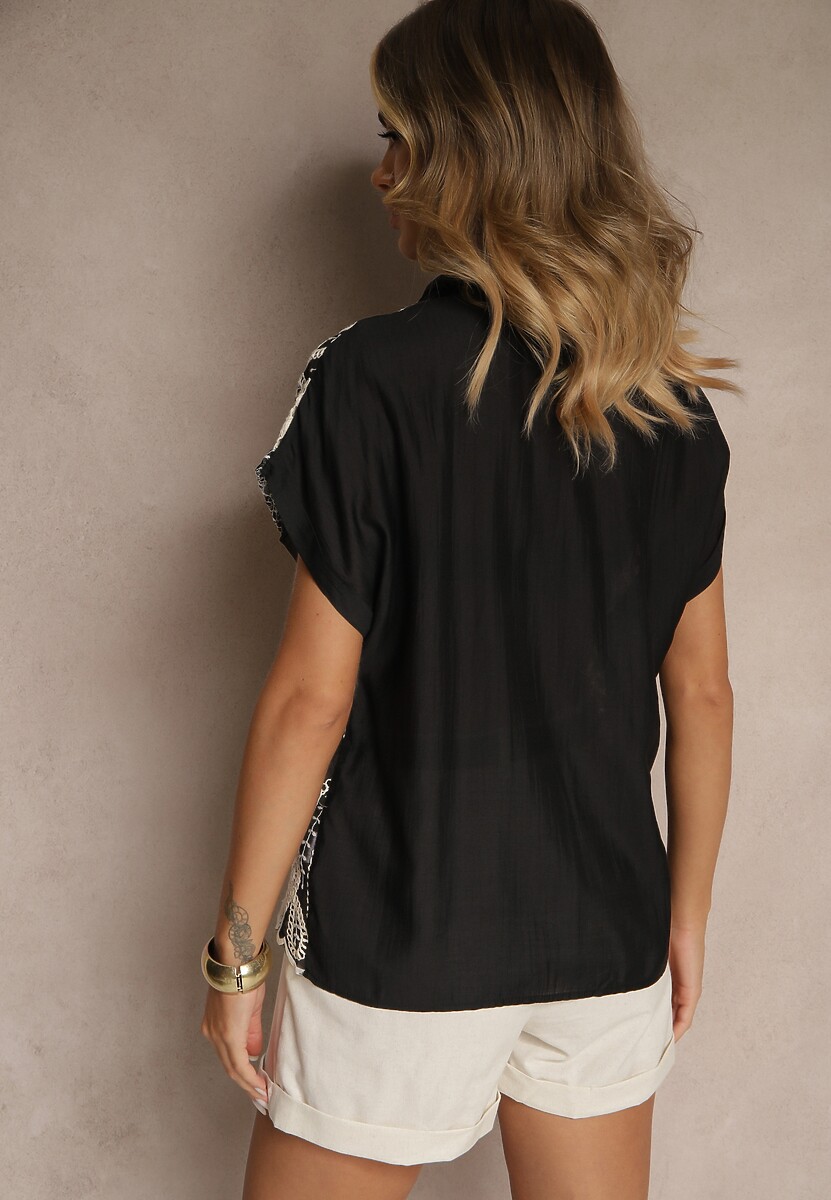 Czarna Koszula z Kwiatowym Motywem Zimessae