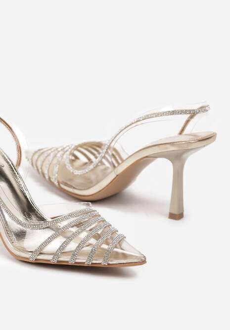 Złote Szpilki z Transparentnym Noskiem z Cyrkoniami Arrsela