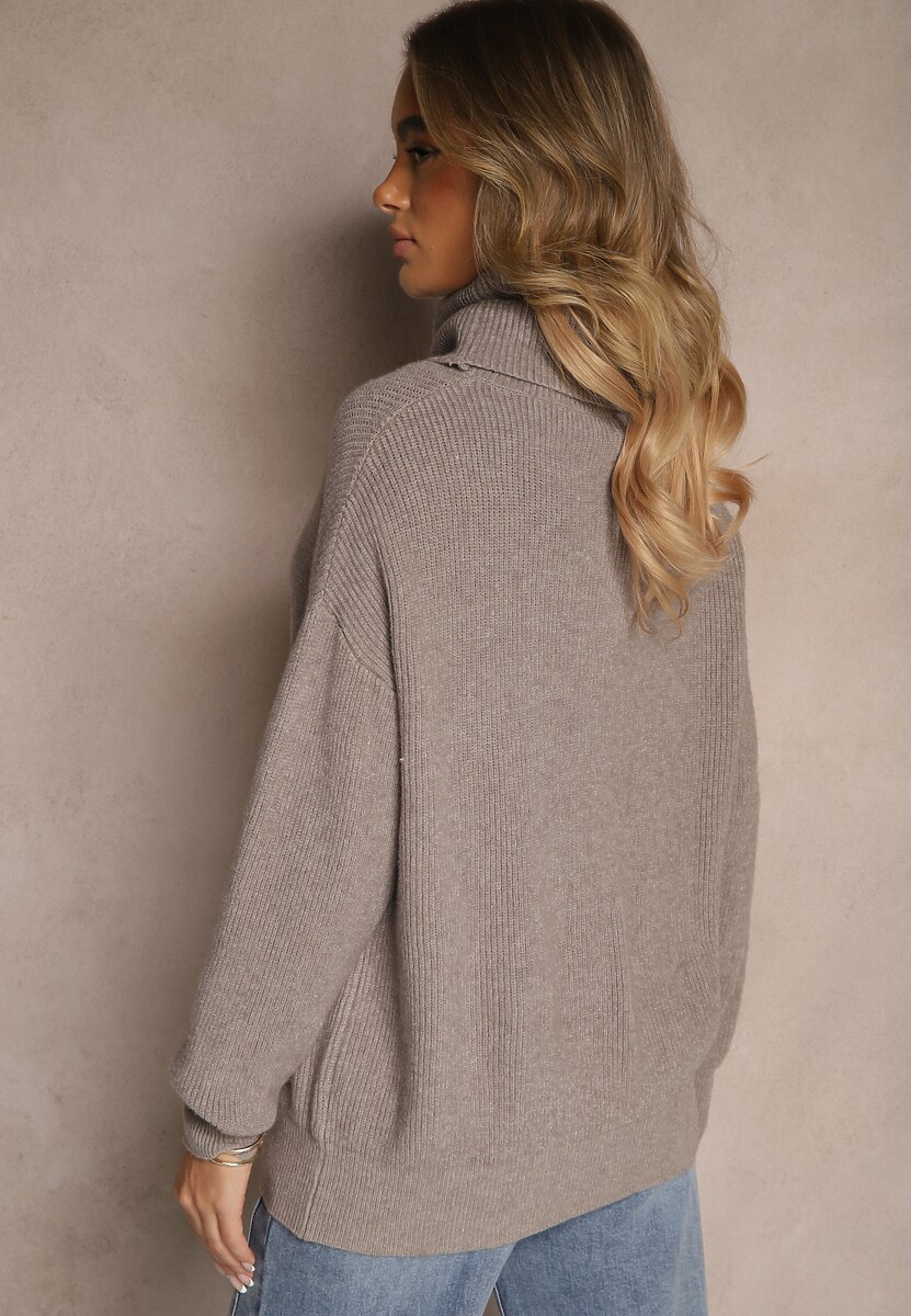 Ciemnobrązowy Golf z Domieszką Wiskozy i Kaszmiru Azivara