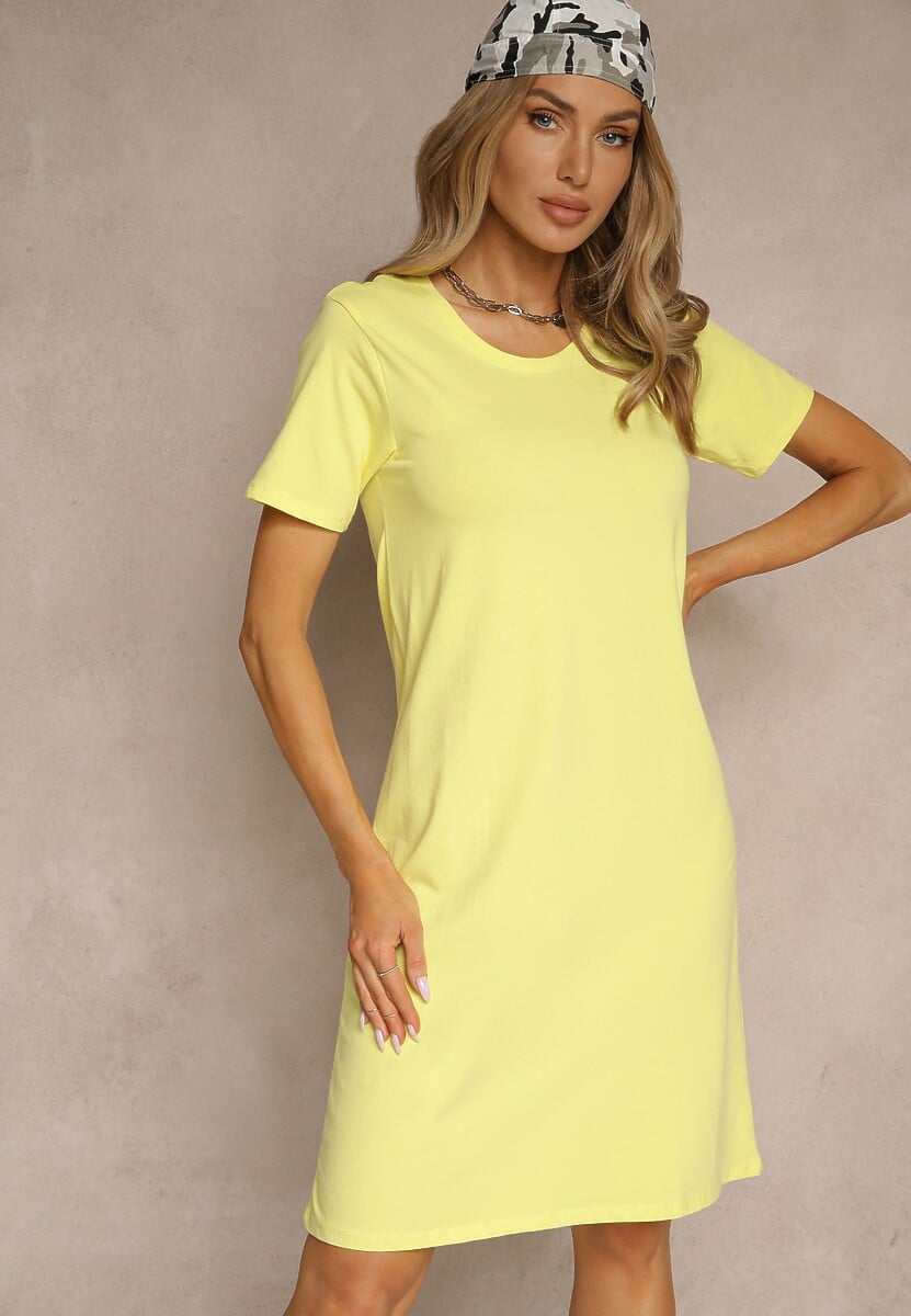 Różowa Sukienka z Bawełny o T-shirtowym Fasonie Niliora