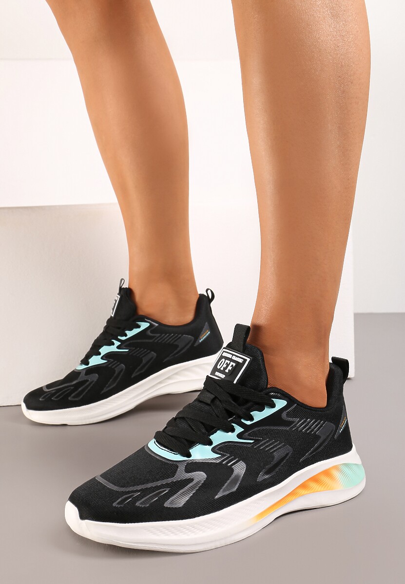 Czarne Buty Sportowe z Kolorowym Printem Ombre Pinaria