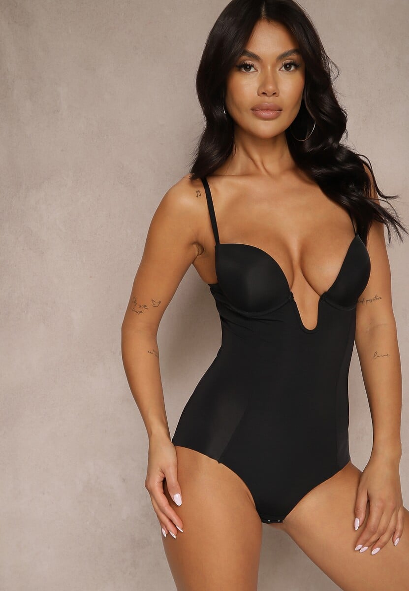Czarne Body Modelujące na Ramiączkach z Regulacją i Usztywnionymi Miseczkami Noravelle