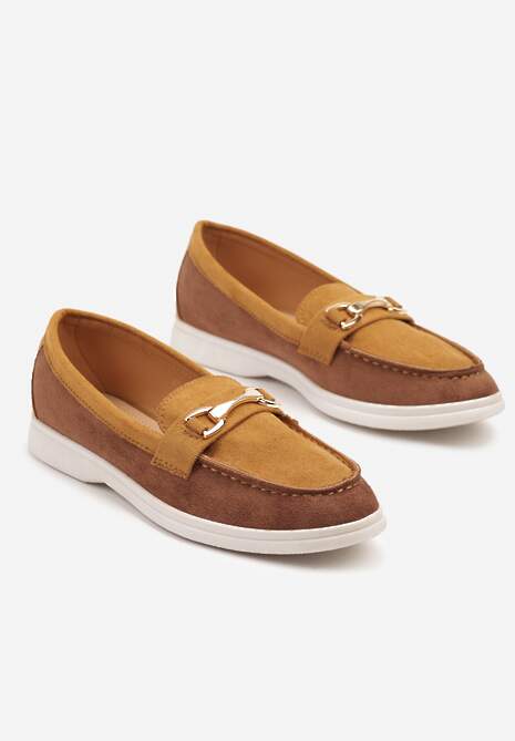 Brązowe Mokasyny z Metalową Ozdobą Ellianta
