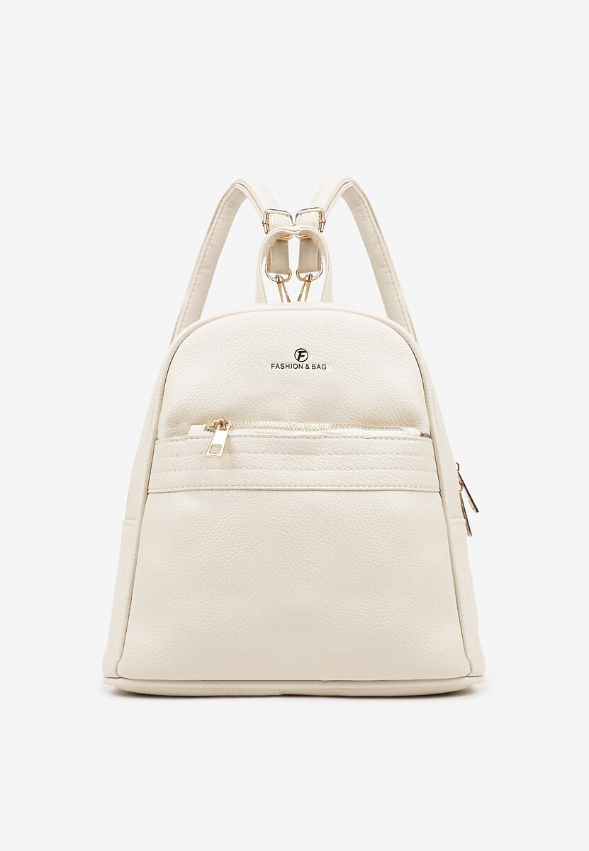 Jasnobeżowy Casualowy Plecak z Metaliczną Aplikacją i Regulowanymi Szelkami Haliriss