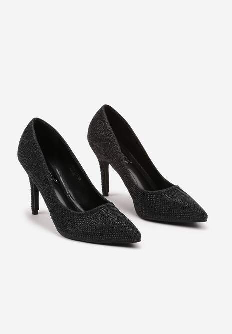 Czarne Cyrkoniowe Szpilki ze Szpiczastym Noskiem Derinia