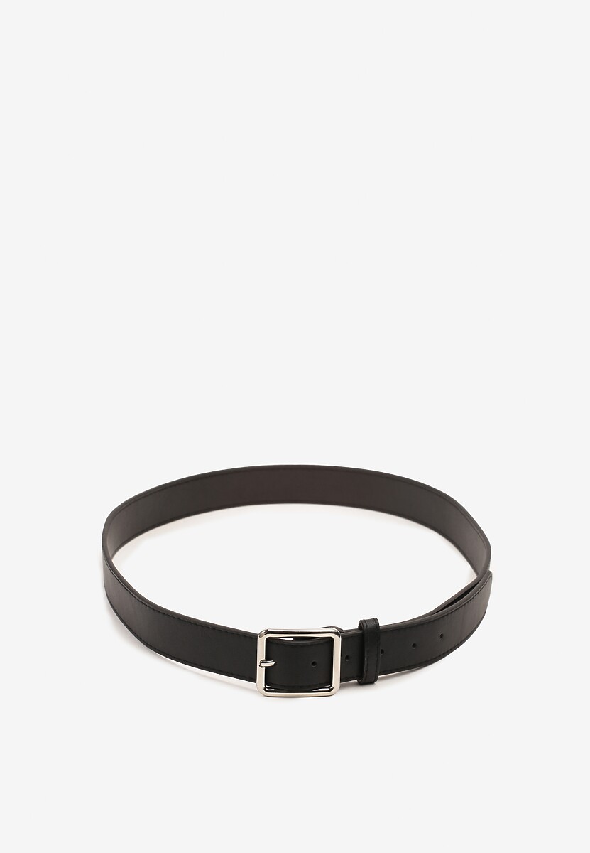 Czarny Klasyczny Pasek z Geometryczną Klamrą Mevinala