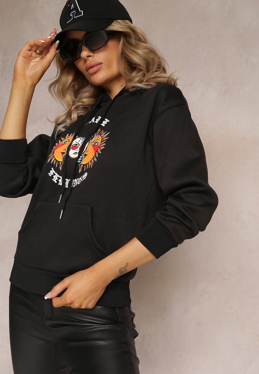 Jasnoniebieska Bluza Kangurka z Nadrukiem i Kapturem Uvella