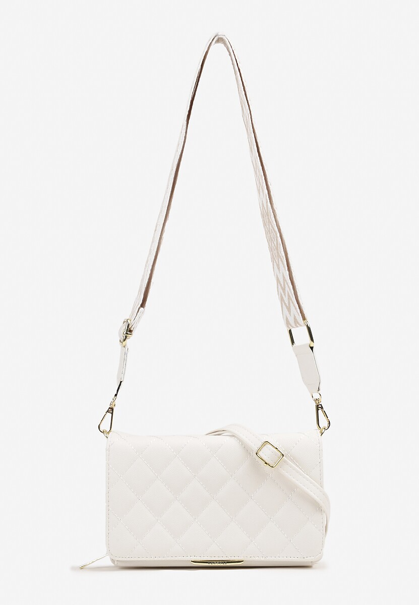 Biała Trzykomorowa Mała Torebka z Pikowaniem i Dodatkowymi Odczepianymi Paskami Siarolia