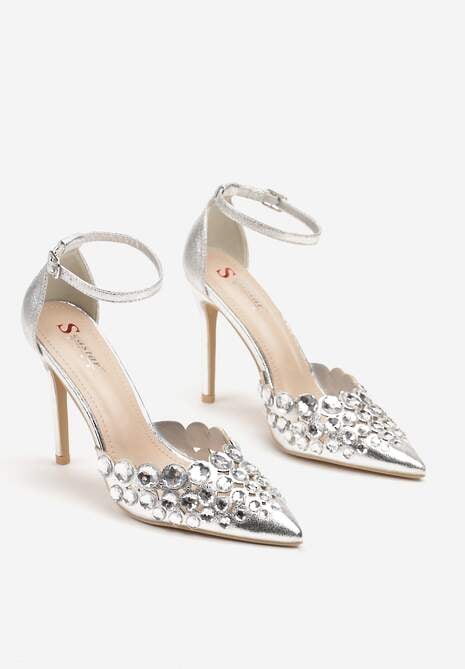 Srebrne Eleganckie Szpilki z Ozdobnymi Cyrkoniami Doriwa