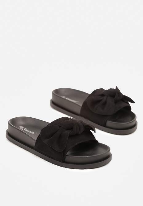 Czarne Klapki z Ozdobną Kokardą Eranisea