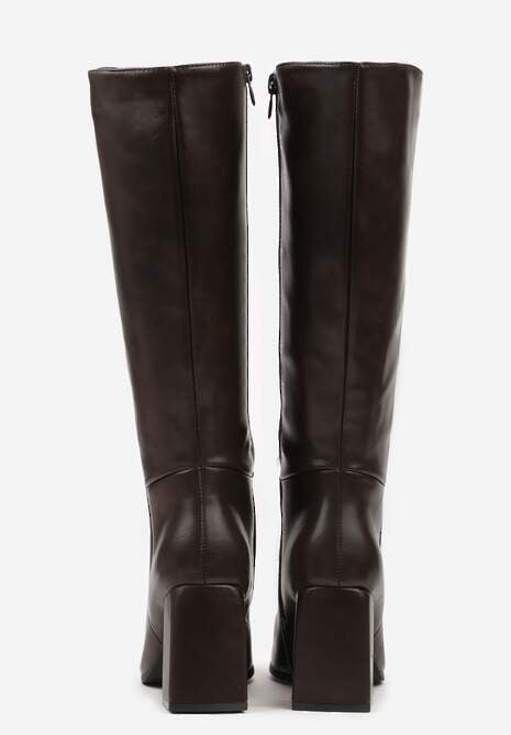 Brązowe Casualowe Kozaki na Słupku Linnariela