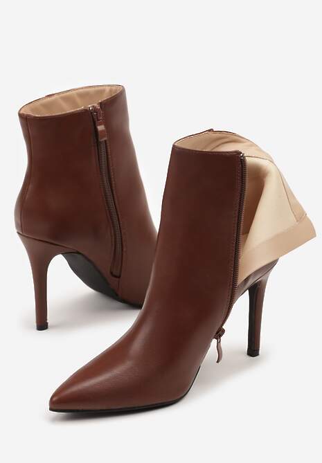 Brązowe Botki na Szpilce Vices w Klasycznym Stylu Nurivie