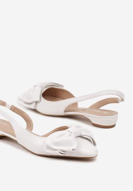 Białe Sandały Bez Pięty z Kokardą Nolretia