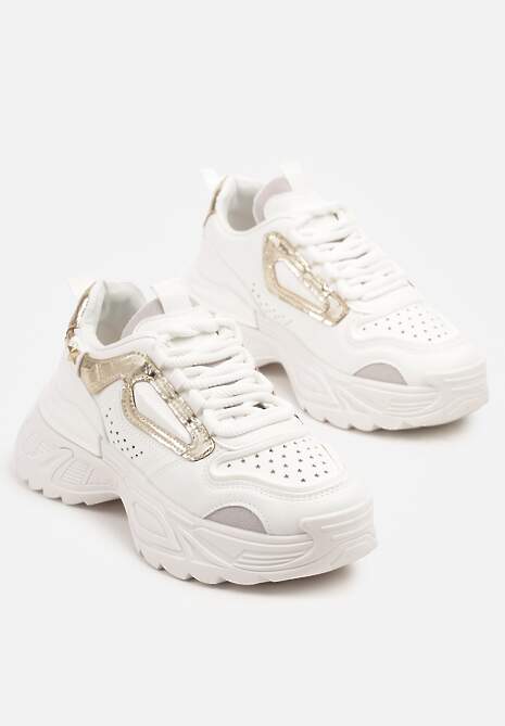 Białe Sneakersy Streetwearowe na Grubej Podeszwie Waniffia