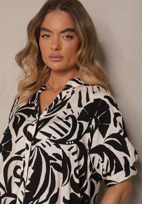 Czarna Rozkloszowana Sukienka z Wiskozy Ozdobiona Falbaną Filesenia