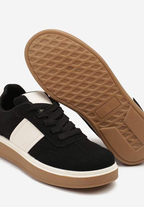 Czarne Sneakersy na Kauczukowej Podeszwie Claside