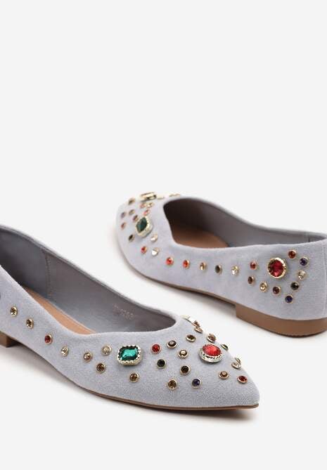 Niebieskie Balerinki z Ozdobnymi Kamykami Ulirella