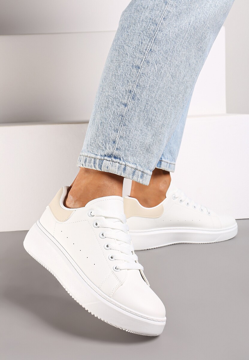 Złote Metaliczne Sneakersy Vices na Płaskiej Podeszwie Syliel