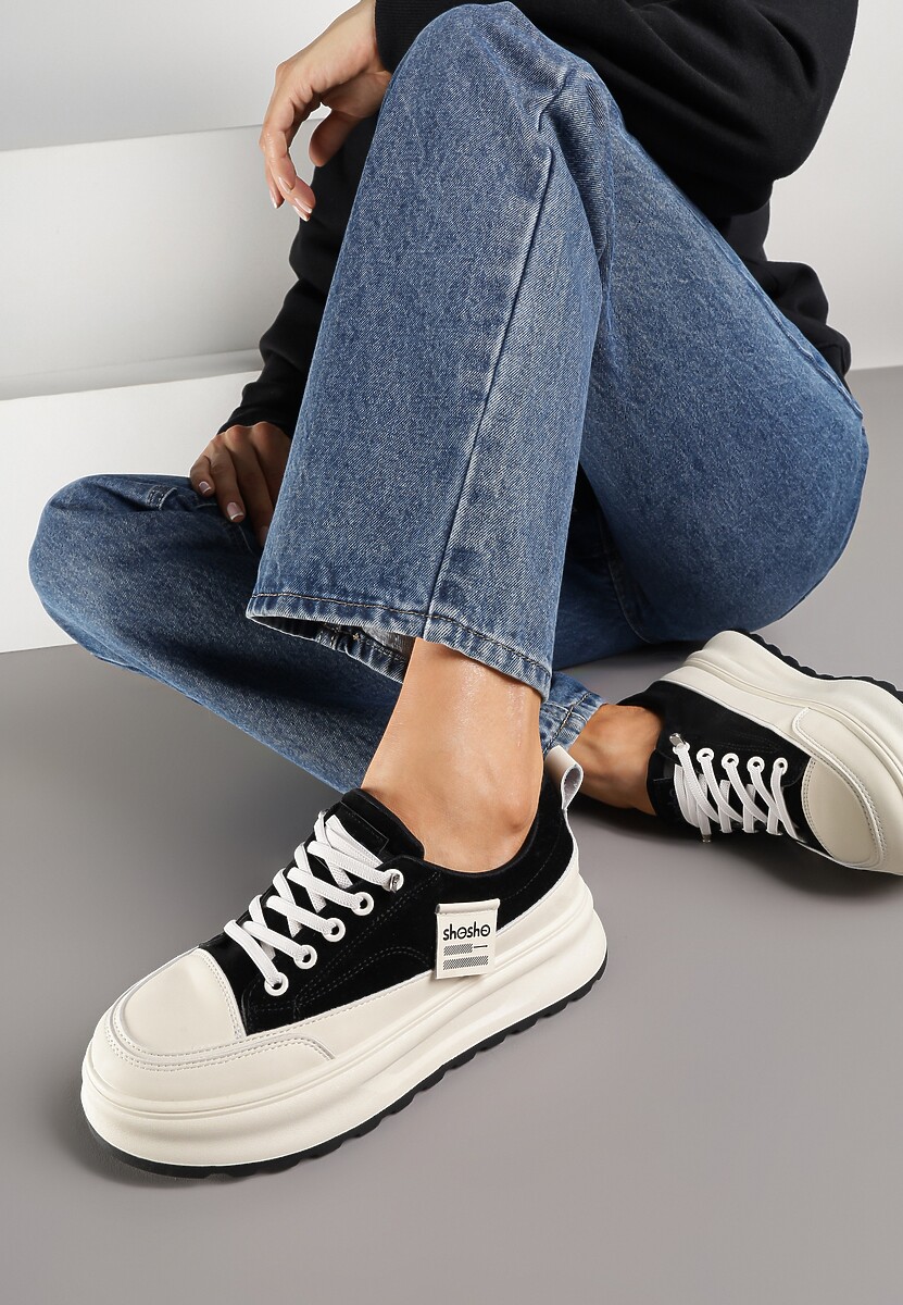 Brązowe Sneakersy na Tłoczonej Platformie Ozdobione Napisami  Naliase