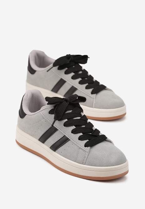 Szaro-Czarne Sneakersy z Geometrycznym Wzorem Rillomia