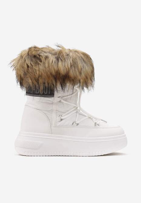 Białe Śniegowce na Grubej Podeszwie z Futerkiem Uplift