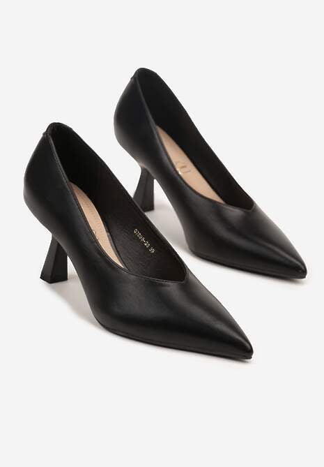 Czarne Czółenka Vices na Kaczuszce z Wkładką ze Skóry Naturalnej Zaisse