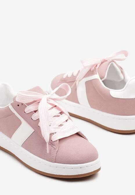 Różowe Sneakersy z Geometrycznym Motywem Taniffia