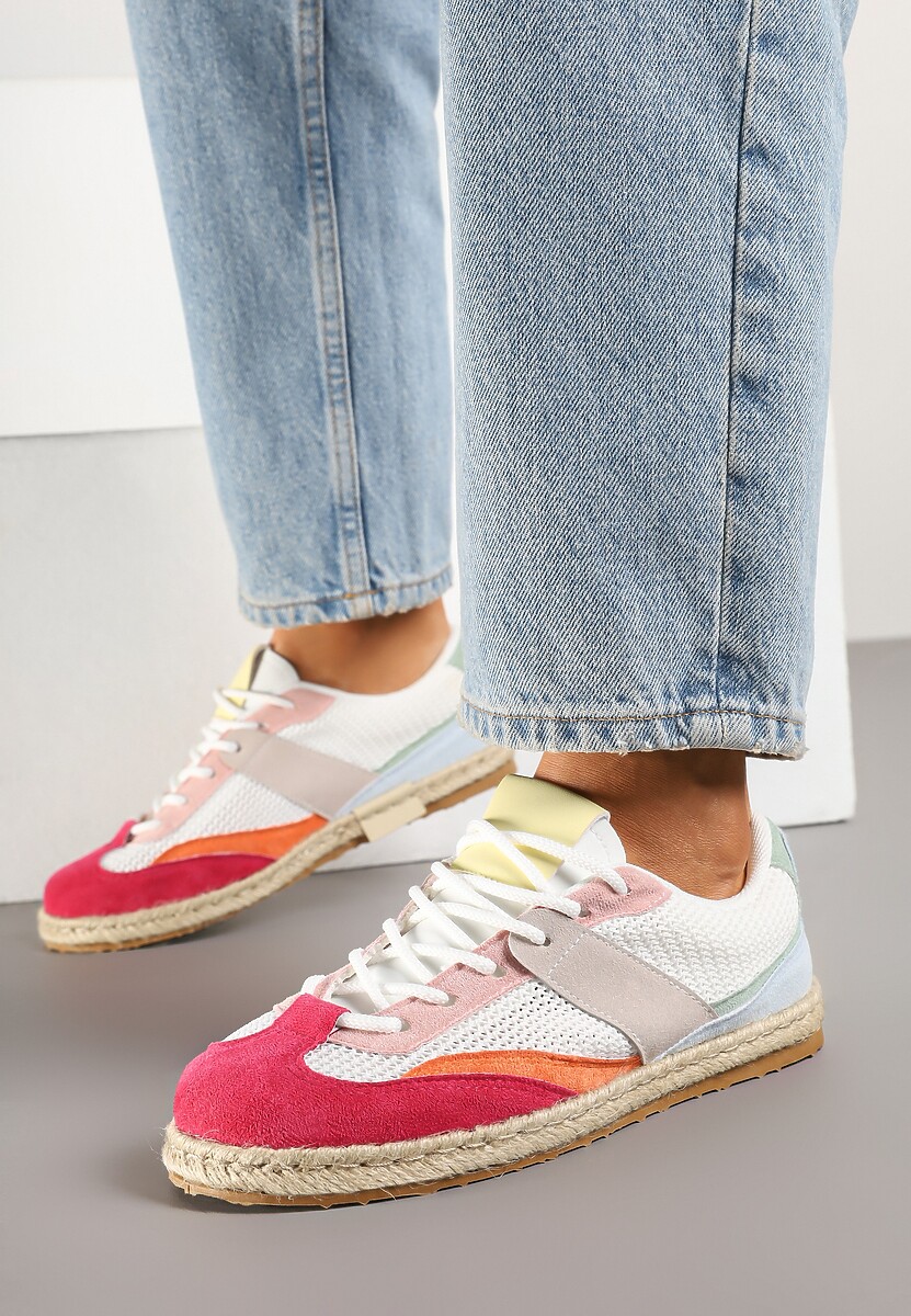 Beżowe Sneakersy Typu Kultowe Tenisówki Zdobione Przeszyciami Grelloti