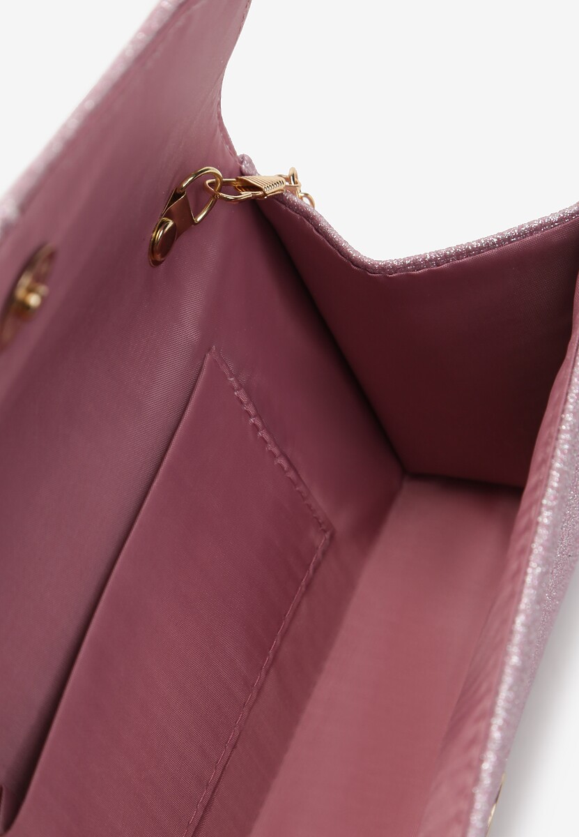 Różowa Brokatowa Torebka Kopertówka na Ramię Brocetta
