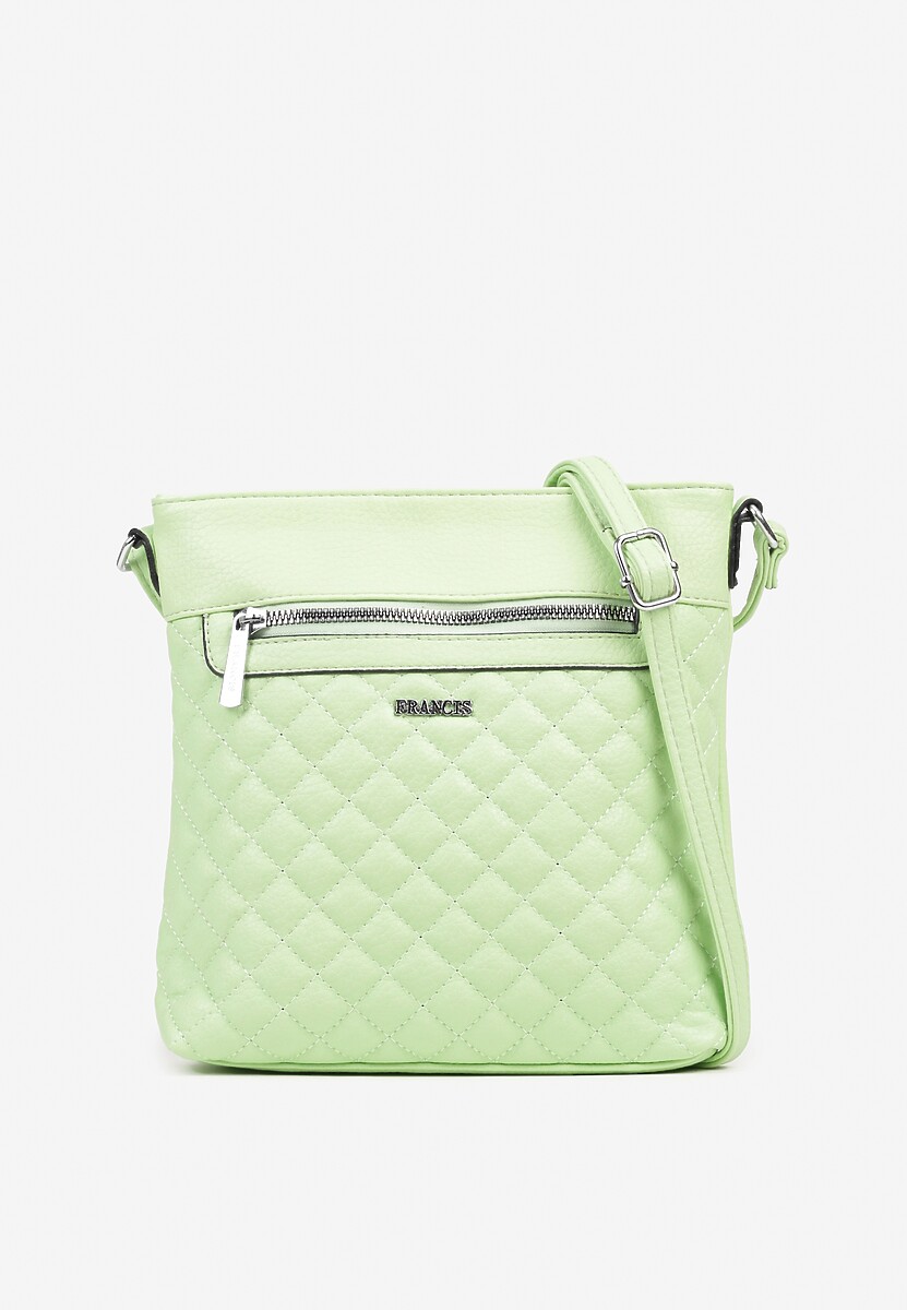 Zielona Torebka Typu Listonoszka Zdobiona Pikowanymi Przeszyciami Silivena