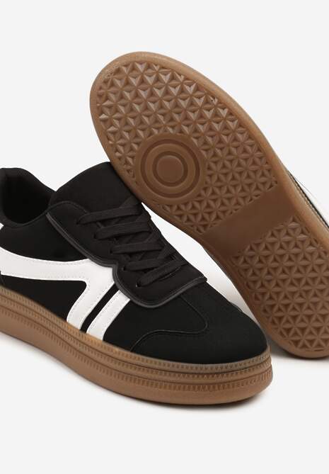 Czarne Sneakersy Tenisówki Ozdobione Geometrycznym Wzorem Shie