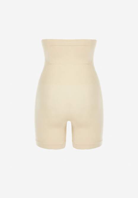 Beżowe Modelujące Majtki z Gorsetowym Zapięciem na Haftki Hefial