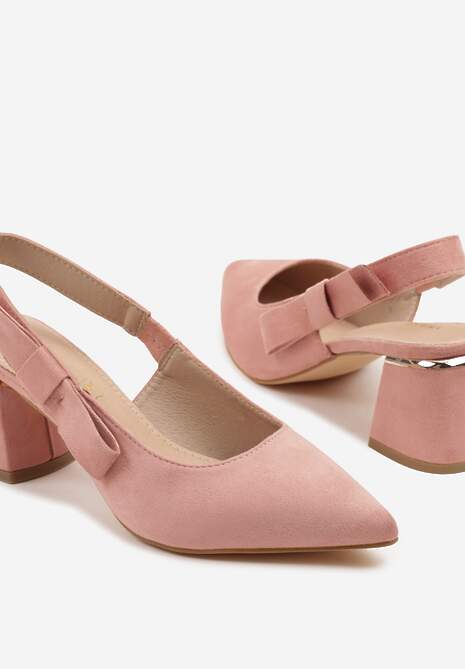 Różowe Sandały na Słupku Vices Slingback ze Skórzaną Wkładką Vevoline