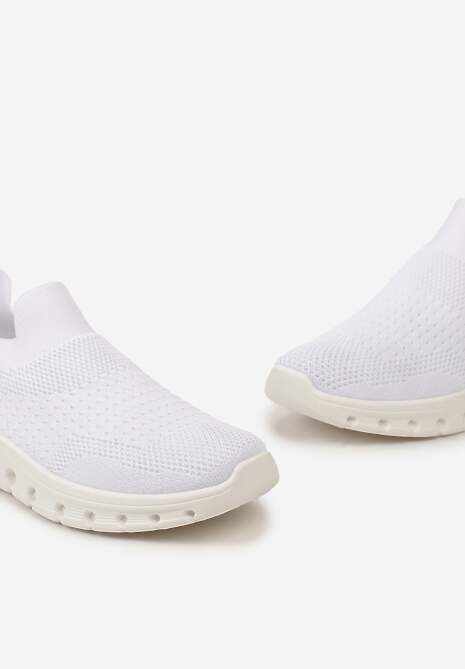 Białe Wsuwane Buty Sportowe z Elastyczną Cholewką do Kostki Asigruna