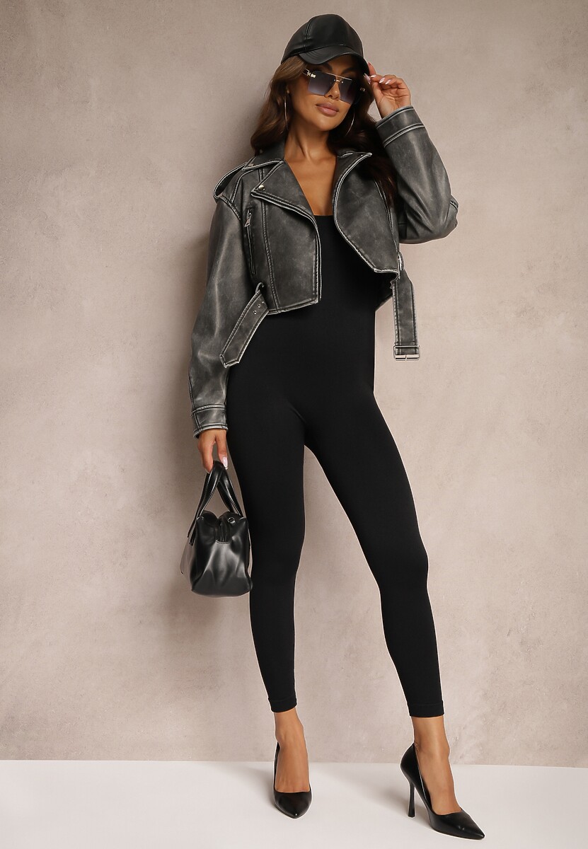 Czarny Dopasowany Kombinezon Taliowany na Ramiączkach Nevirenes