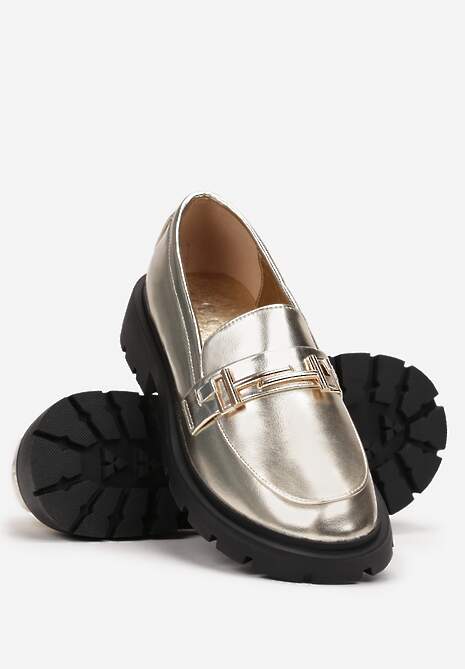 Złote Mokasyny z Ozdobną Klamerką Nolmo