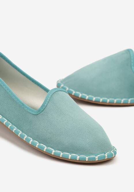 Niebieskie Espadryle Balerinki z Przeszyciami Firalissea