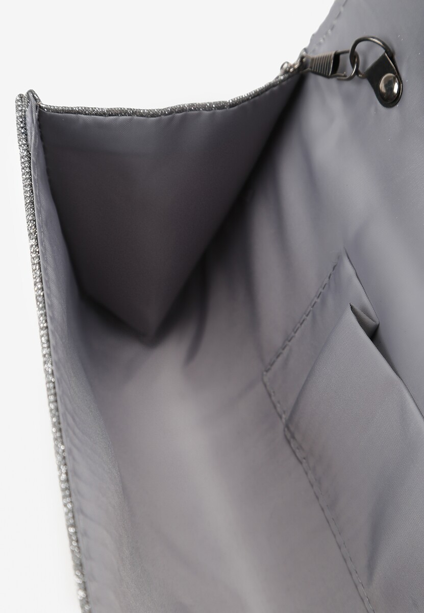 Szara Brokatowa Torebka Kopertówka z Łańcuszkiem Bobbette