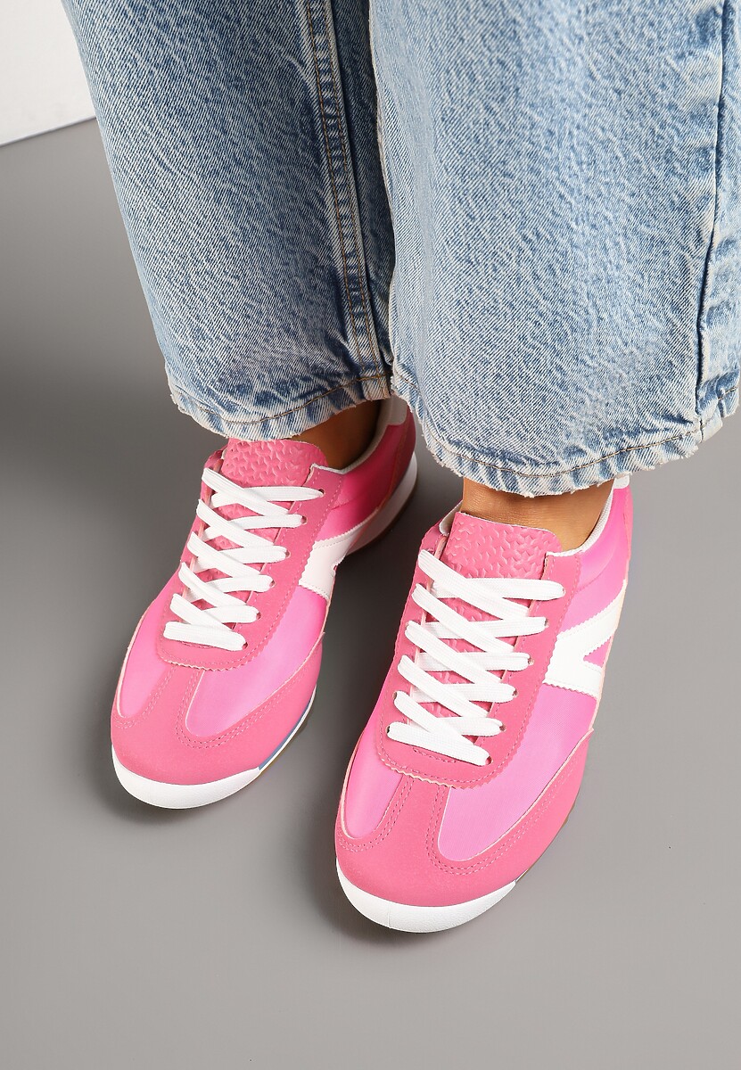 Fuksjowe Sneakersy z Geometrycznym Wzorem Zoloti