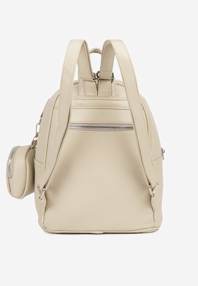 Ciemnobeżowy Mały Plecak z Dodatkową Saszetką i Kieszenią z Suwakiem Pasianne