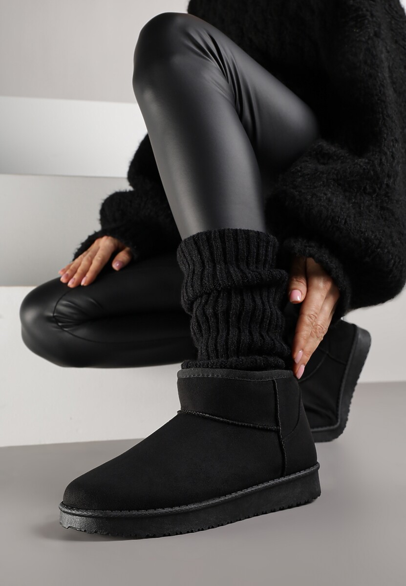 Czarne Śniegowce z Niską Cholewką Retira