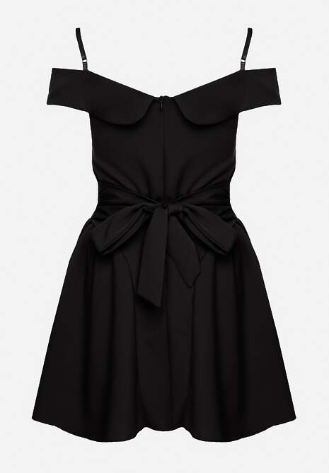 Czarna Sukienka na Ramiączkach z Regulacją z Usztywnionymi Miseczkami Miviora