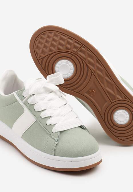 Jasnozielone Sneakersy z Geometrycznym Motywem Taniffia