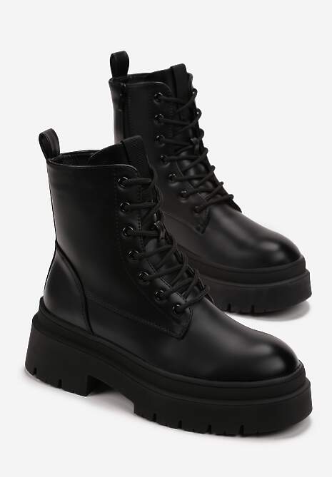 Czarne Botki Workery na Platformie Livaso